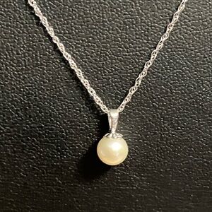 🌸14K White Gold Cultured Pearl Pendant Necklace